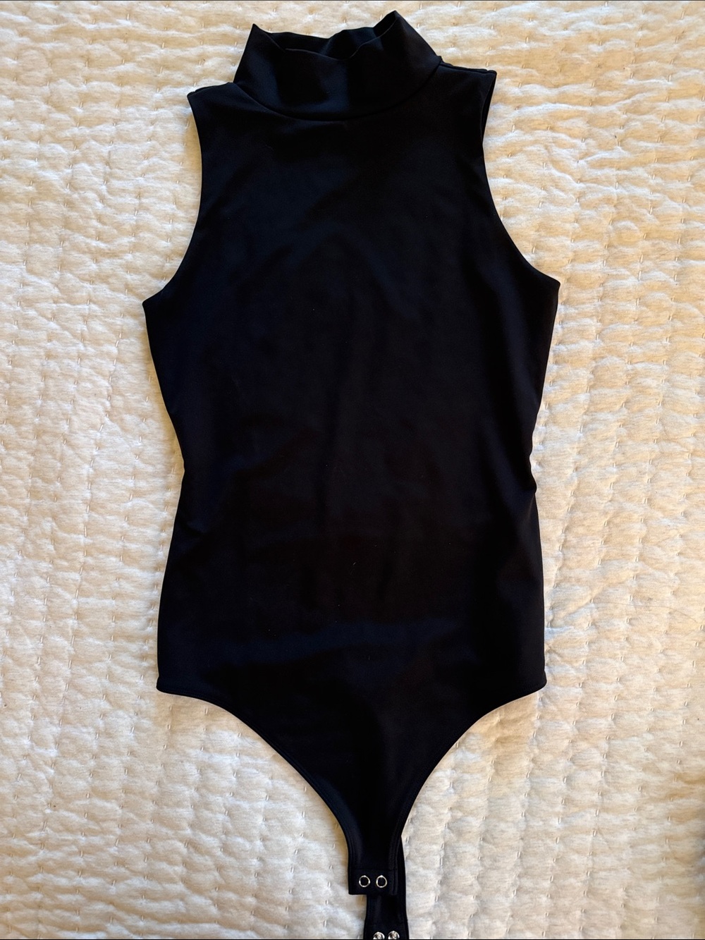 Nine West Black Sleeveless Mock Neck One-Piece Bodysuit